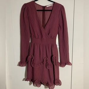 Rose colored ruffled dress, size 10 (medium) Brand is Saints + Secrets